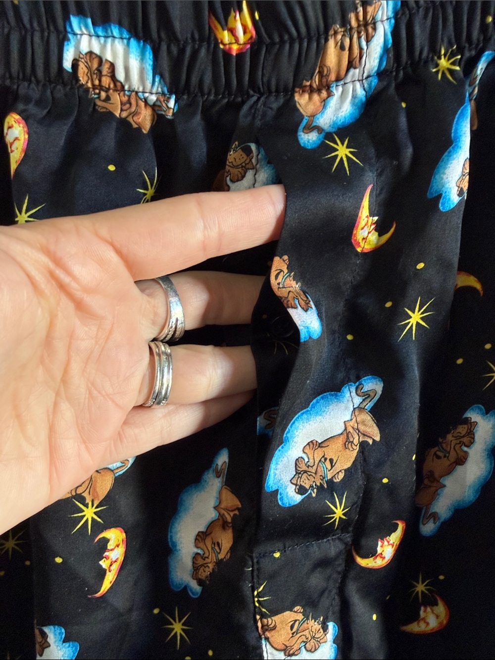 Men’s - Black Silk Sleep shorts with Scooby Doo - 100% Silk, Large - Picture 3 of 4